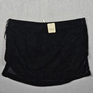 NEW Free People Annalise Velvet Mini Skirt Womens 12 Black Zip Closure Unlined